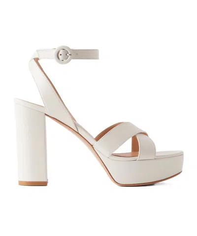 Gianvito Rossi Sabrina Satin Crisscross Ankle-strap Platform Sandals In White