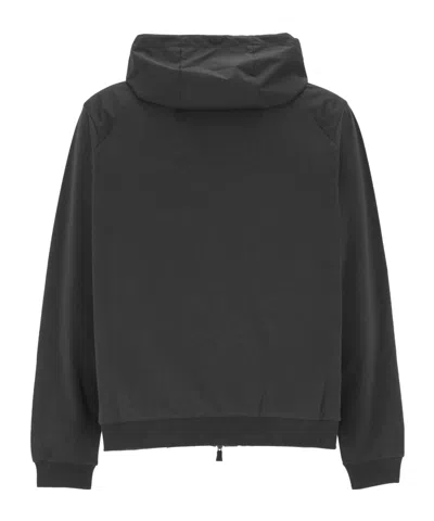 Herno Hooded Zip Blue White Polyester Jacket In Black