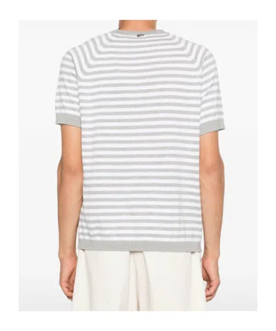 Herno Striped T-shirt In Gray