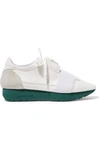 BALENCIAGA RACE RUNNER LEATHER, MESH, SUEDE AND NEOPRENE SNEAKERS