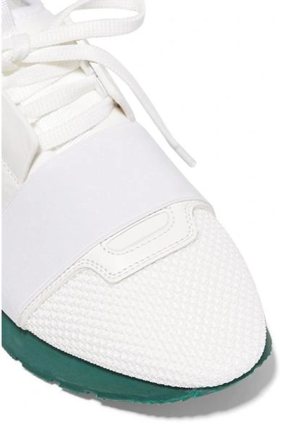 Shop Balenciaga Race Runner Leather, Mesh, Suede And Neoprene Sneakers In White