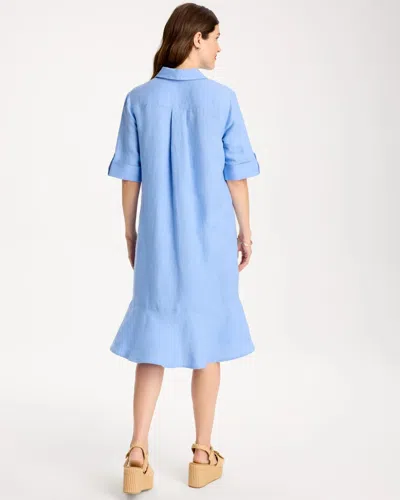 Chico's Linen Flounce Dress In Blue