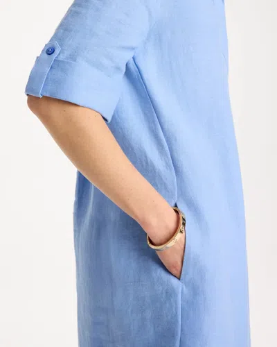 Chico's Linen Flounce Dress In Blue