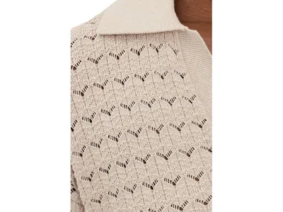 Barefoot Dreams Heathered Cotton Tulip Pointel Collared Pullover In Neutral