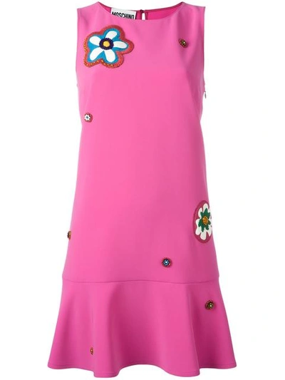 Moschino Floral Embroidered Dress In Pink
