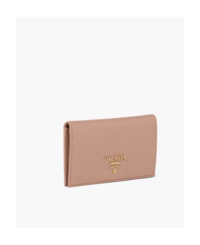 Prada Small Saffiano Leather Wallet In Pink