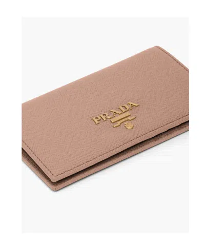 Prada Small Saffiano Leather Wallet In Pink