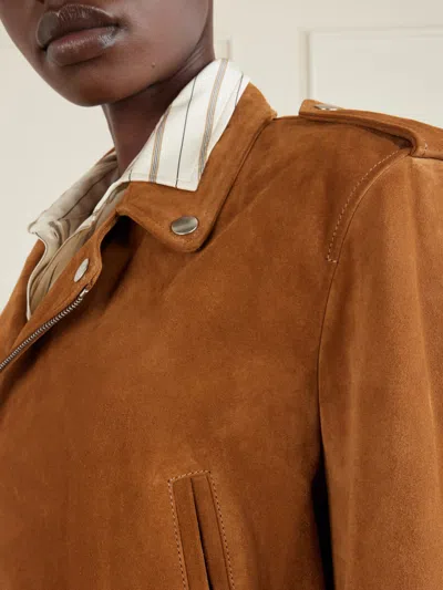 Nili Lotan Evel Zipper Motorcycle Jacket In Brown
