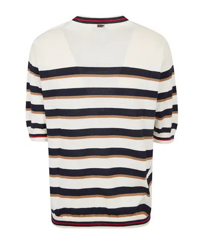 Herno Striped Knit T-shirt In White
