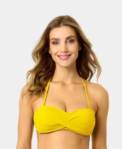 Anne Cole Solid Twist-front Bikini Top In Yellow