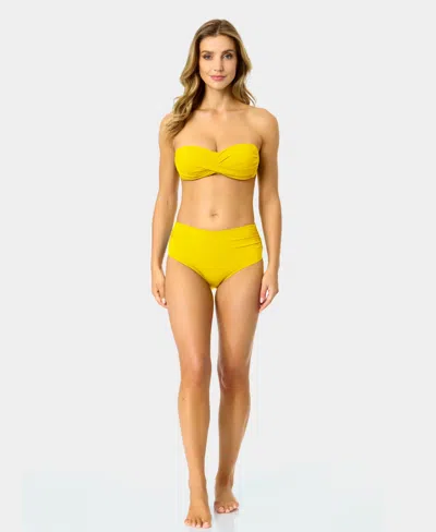 Anne Cole Solid Twist-front Bikini Top In Yellow