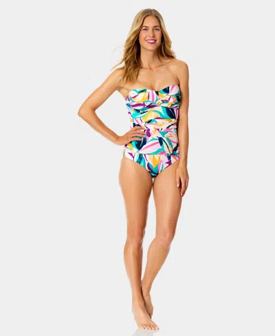 Anne Cole Twist Front Strapless One-piece In Multi