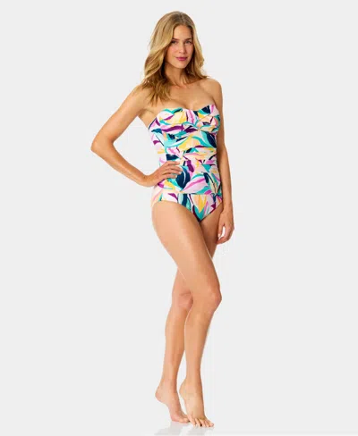 Anne Cole Twist Front Strapless One-piece In Multi