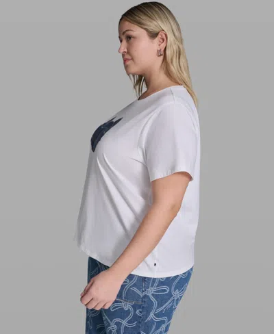 Karl Lagerfeld Plus Size Pull-on Graphic T-shirt In White