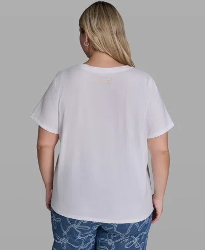 Karl Lagerfeld Plus Size Pull-on Graphic T-shirt In White