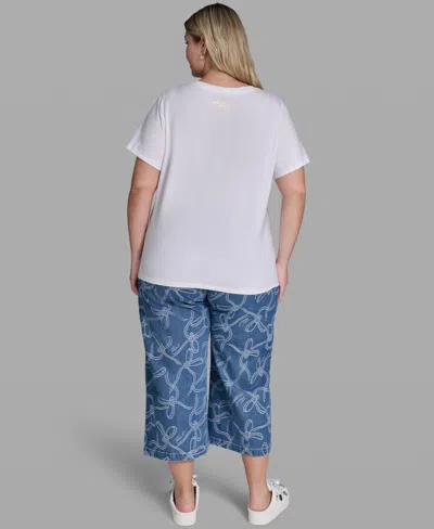 Karl Lagerfeld Plus Size Pull-on Graphic T-shirt In White