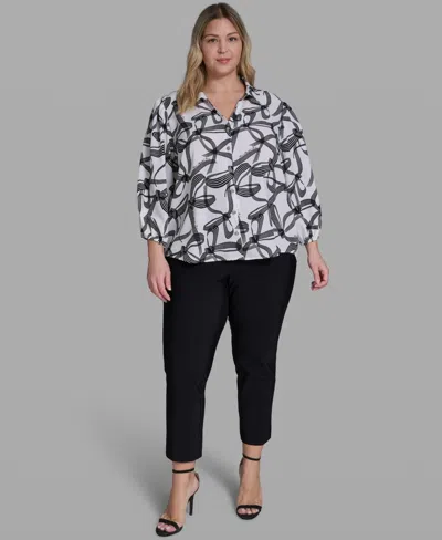 Karl Lagerfeld Plus Size Button-front Blouse In Multi