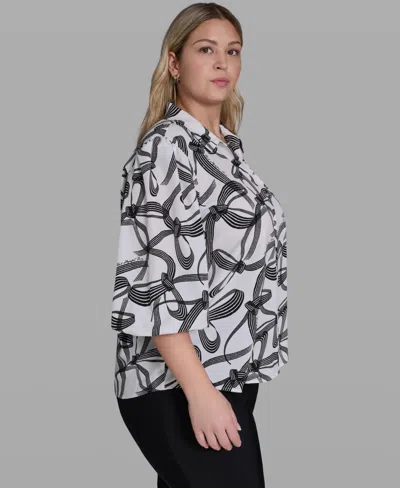 Karl Lagerfeld Plus Size Button-front Blouse In Multi