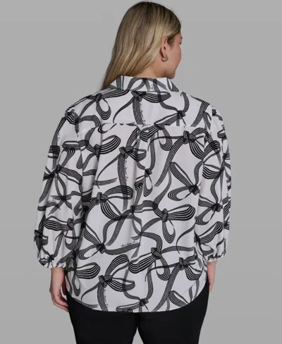 Karl Lagerfeld Plus Size Button-front Blouse In Multi