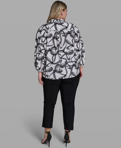 Karl Lagerfeld Plus Size Button-front Blouse In Multi