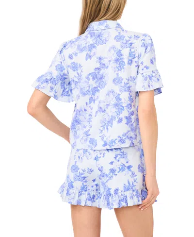 Cece Women's Ruff Cuff Pull-on Shorts In Blue