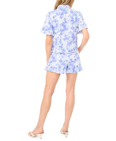 Cece Women's Ruff Cuff Pull-on Shorts In Blue