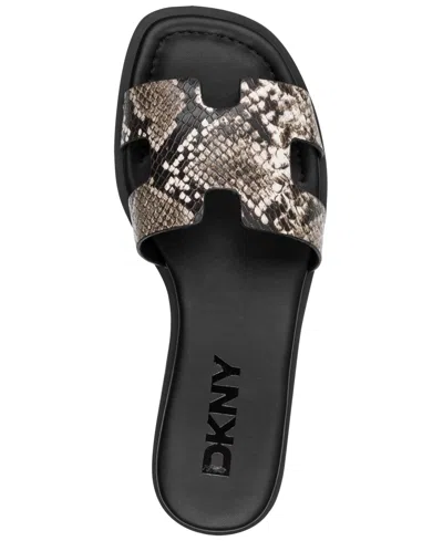 Dkny Columba Snake-effect Sandals In Black