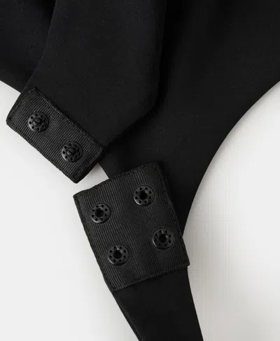 Mango Open Back Fitted Bodysuit In Black