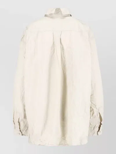 Daniela Gregis Buttoned Cuff Crinkled Long Sleeve Jacket In White