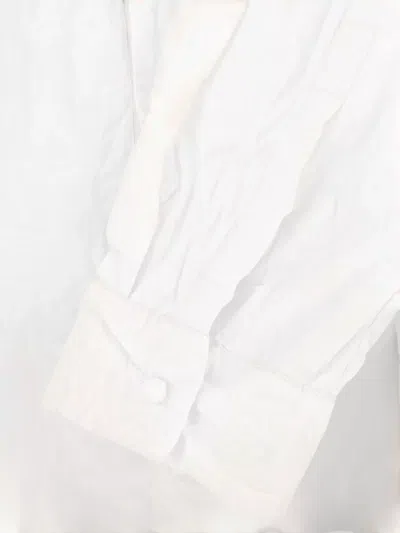 Daniela Gregis Buttoned Cuff Crinkled Long Sleeve Jacket In White