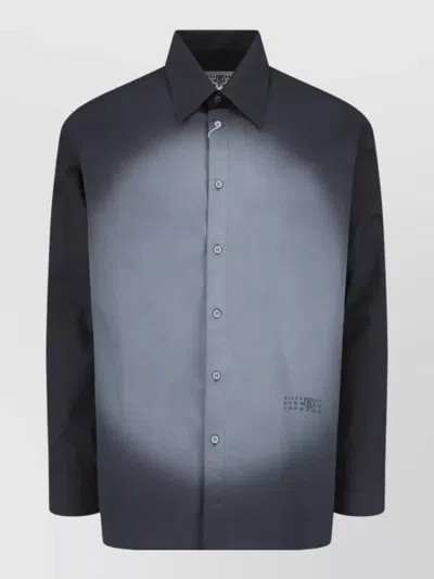 Mm6 Maison Margiela Straight Shirt Collar Long Sleeves Printed Detail In Gray