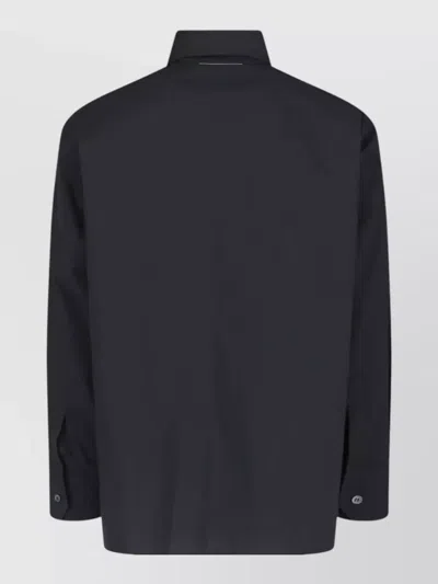 Mm6 Maison Margiela Straight Shirt Collar Long Sleeves Printed Detail In Gray