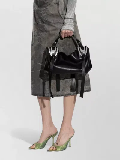 Diesel Leather Knot D Structured Handbag Top Handle In Black