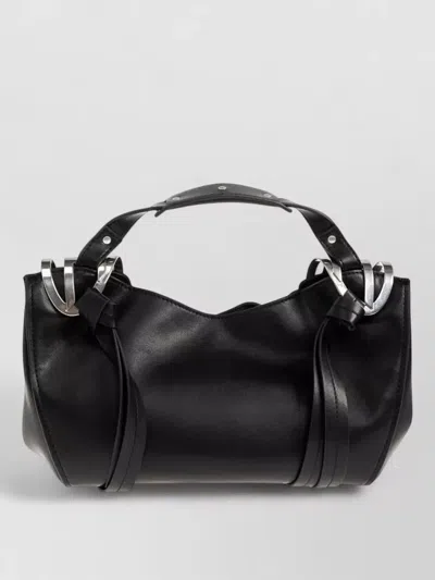 Diesel Leather Knot D Structured Handbag Top Handle In Black