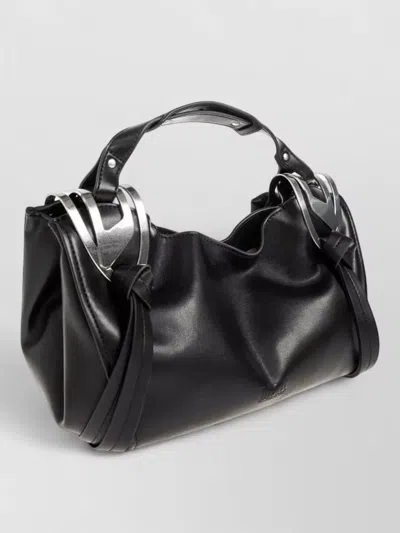Diesel Leather Knot D Structured Handbag Top Handle In Black