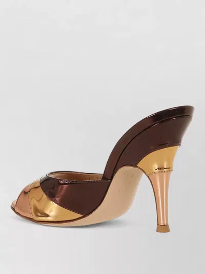 Gianvito Rossi Metallic Finish Stiletto Heel Open Back Mules In Brown
