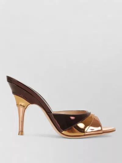 Gianvito Rossi Metallic Finish Stiletto Heel Open Back Mules In Brown