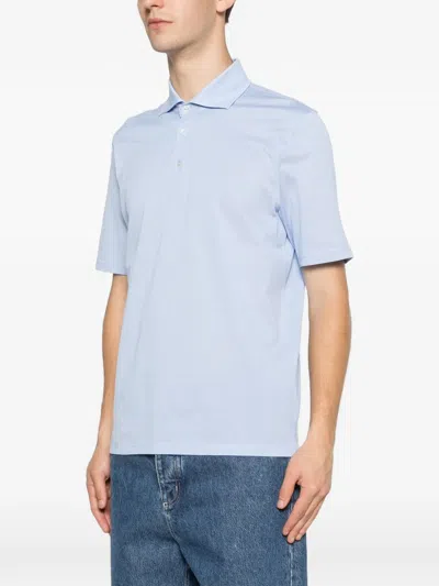 Ferrante Royal Red Man Polo Shirt Light Blue Size 44 Cotton In Blue