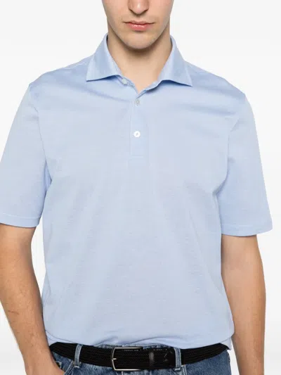 Ferrante Royal Red Man Polo Shirt Light Blue Size 44 Cotton In Blue
