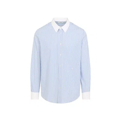 Celine Shirt Button Down Collar Striped Pattern In Blue