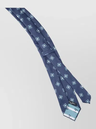 Cesare Attolini Slim Tie Pointed Tip Geometric Pattern In Blue