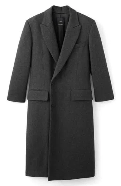 Mango Double Breasted Long Coat In Gray