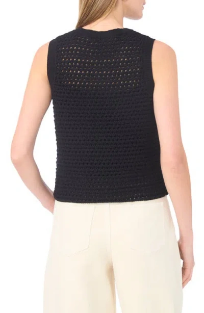 1.state Open Stitch Cotton Blend Sweater Tank In Black