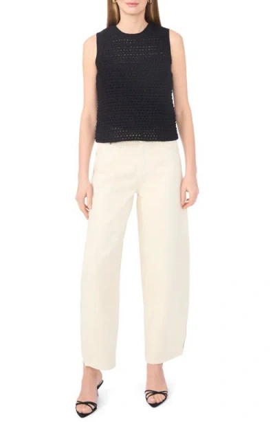 1.state Open Stitch Cotton Blend Sweater Tank In Black