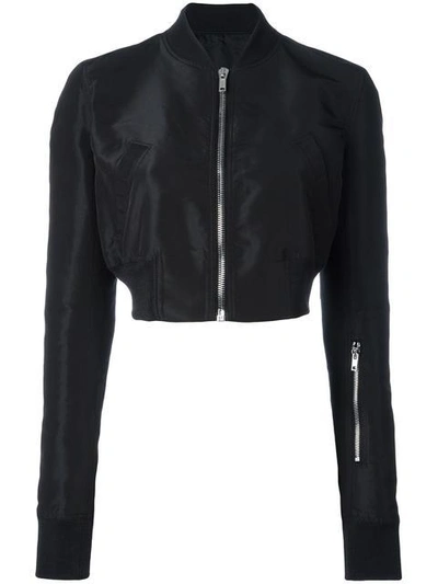 Shop Rick Owens Glitter Cropped Bomber Jacket In Black