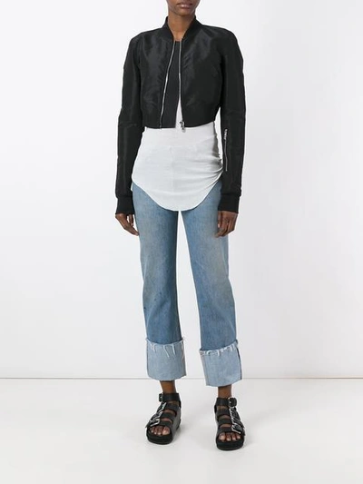 Shop Rick Owens Glitter Cropped Bomber Jacket In Black