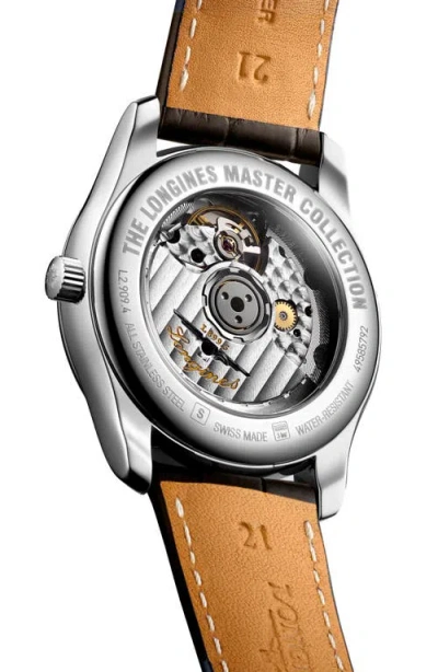 Longines Master Automatic Leather Strap In White