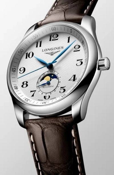 Longines Master Automatic Leather Strap In White
