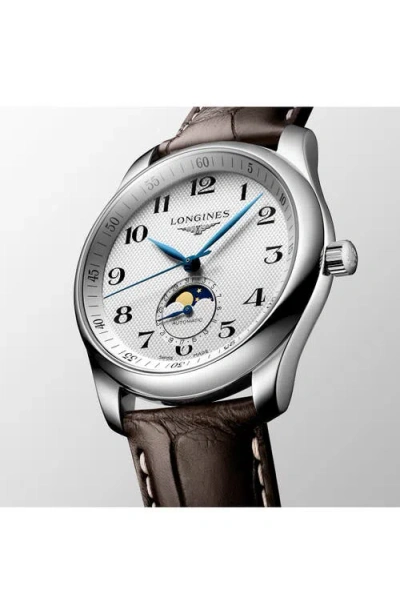 Longines Master Automatic Leather Strap In White