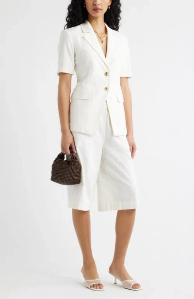 Open Edit Linen Blend Culottes In White